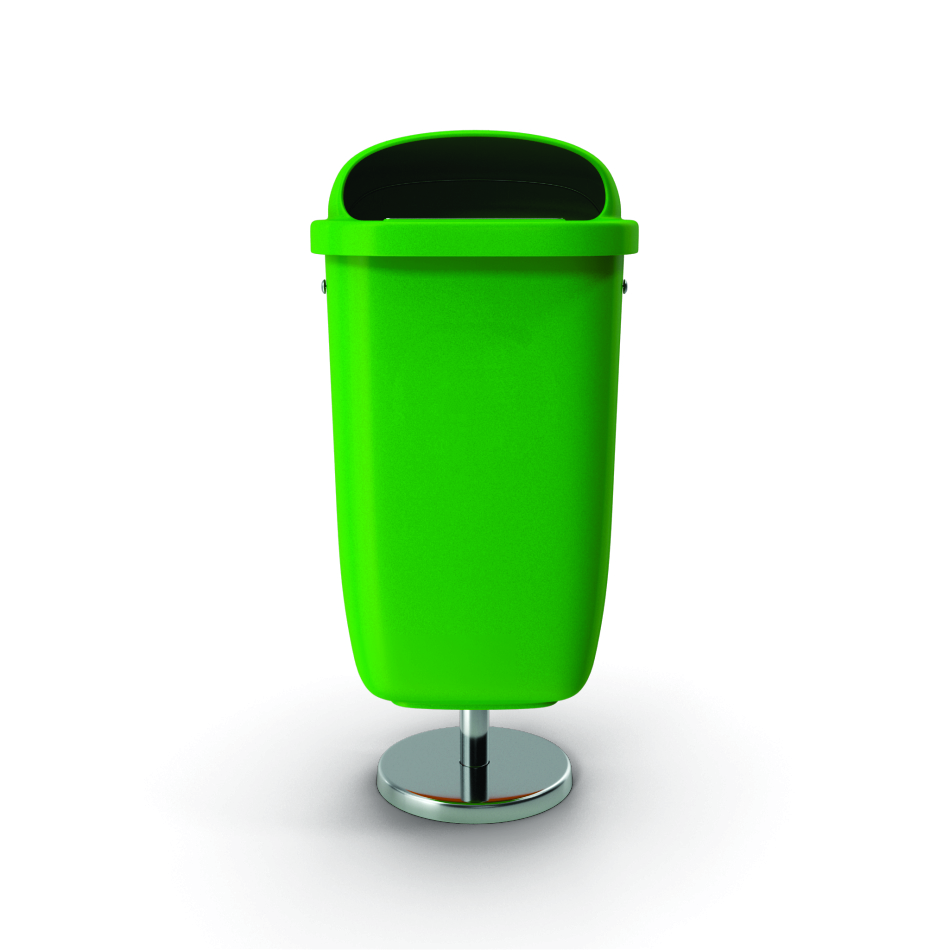 Urnă stradală pe suport, 50L, verde